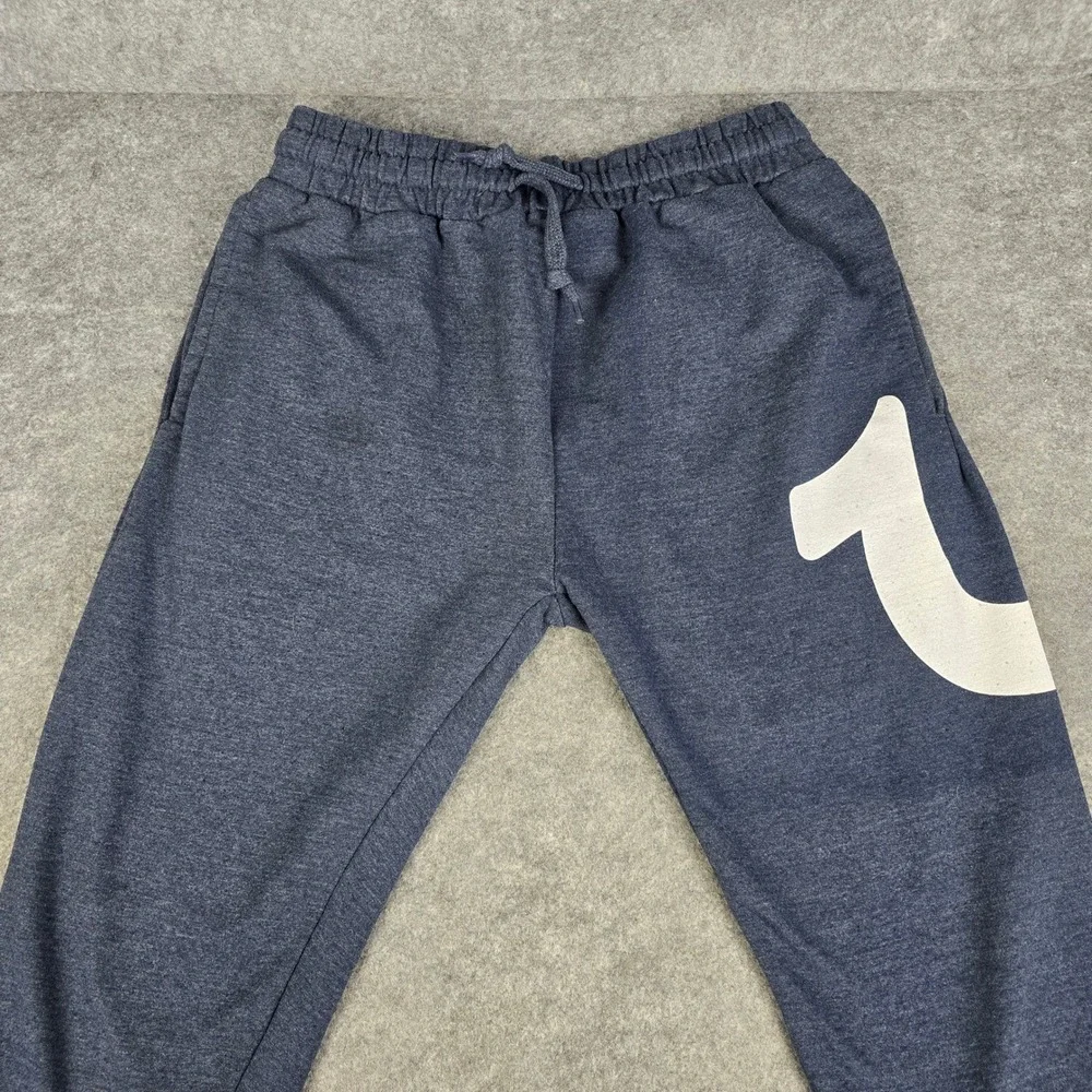 True Religion Mens Loungewear Joggers Navy Blue Horseshoe Logo Sweatpants Medium